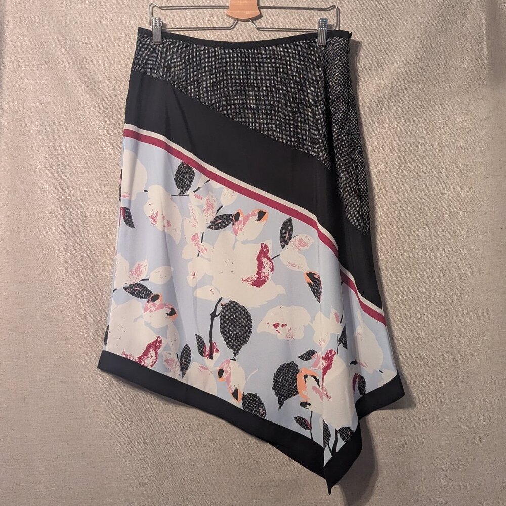 DKNY Floral Asymmetric Midi Skirt, Size 10